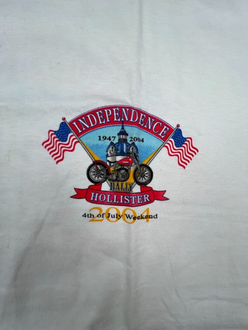 Vintage 2004 Hollister Independence Rally Motorcycle T-Shirt Mens Large White - Picture 7 of 12